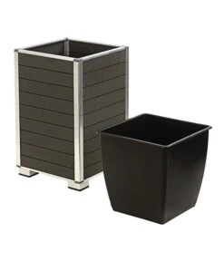 Dehner WPC-Pflanztopf Inkl. Kunststoff-Einsatz, Anthrazit -Gartenmöbel Geschäft 3220985 WE DE 002 PolystonePflanztopfinklKunststoffEinsatzanthrazit