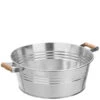 Zink-Wanne Mit Holzgriffen, Rund, Silber