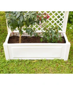 KHW Kunststoff-Pflanzkasten Mit Spalier, 100 X 43 X 140 Cm -Gartenmöbel Geschäft 366500 WE DE 002 KastenSpalier100weiss