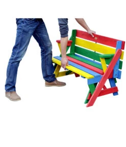 Habau Kinder Picknickbank Bunt, 100 X 50 X 62 Cm -Gartenmöbel Geschäft 4031100 WE FS 003 KinderPicknickbank