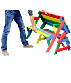 Habau Kinder Picknickbank Bunt, 100 X 50 X 62 Cm -Gartenmöbel Geschäft 4031100 WE FS 004 KinderPicknickbank