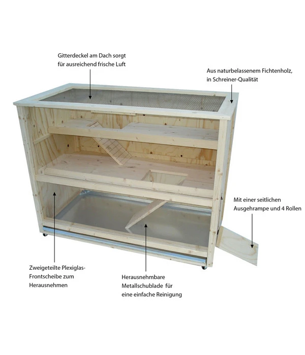 Elmato® Nager-Zimmervoliere Luxus Auf Rollen, Ca. B117/H94/T62 Cm 4 Elmato® Nager-Zimmervoliere Luxus Auf Rollen, Ca. B117/H94/T62 Cm – Bild 2