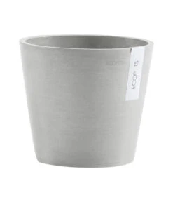 Ecopots Kunststoff-Topf Amsterdam Mit Wassersystem, Rund, Hellgrau