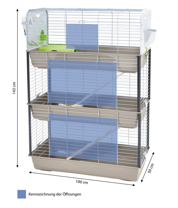 SAVIC Nagerkäfig Caesar Triple, Grau/silber, Ca. B100/H143T50 Cm 6 SAVIC Nagerkäfig Caesar Triple, Grau/silber, Ca. B100/H143T50 Cm – Bild 4