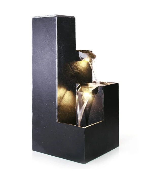 Climaqua Naturschiefer-Gartenbrunnen Kubo Mit LED-Beleuchtung, Ca. H72 Cm 4 Climaqua Naturschiefer-Gartenbrunnen Kubo Mit LED-Beleuchtung, Ca. H72 Cm – Bild 2