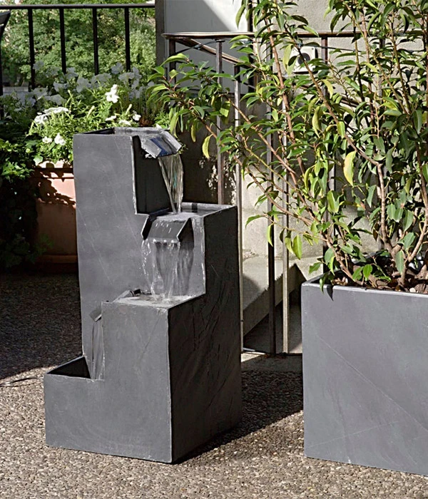 Climaqua Naturschiefer-Gartenbrunnen Kubo Mit LED-Beleuchtung, Ca. H72 Cm 5 Climaqua Naturschiefer-Gartenbrunnen Kubo Mit LED-Beleuchtung, Ca. H72 Cm – Bild 3