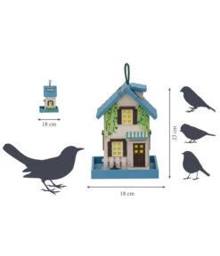 Dobar® Wildlife Vogelhaus Spring, Kiefer, Blau/weiß, Ca. B18/H23/T18 Cm -Gartenmöbel Geschäft 6689566 6689574 6689582 6689590 6689608 WE DE 000 Massgrafik DobarWVWesternVHSpringSchoolCafeWelcomeRestaurant