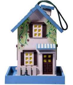 Dobar® Wildlife Vogelhaus Spring, Kiefer, Blau/weiß, Ca. B18/H23/T18 Cm -Gartenmöbel Geschäft 6689582 WE DE 001 DobarWVWesternVogelhausSpring