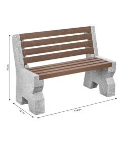 Dehner Granit-Gartenbank, 2-Sitzer, Ca. B114/H75/T52 Cm -Gartenmöbel Geschäft 6692065 WE BG 001 GRANITBANKWPCRUECKENL